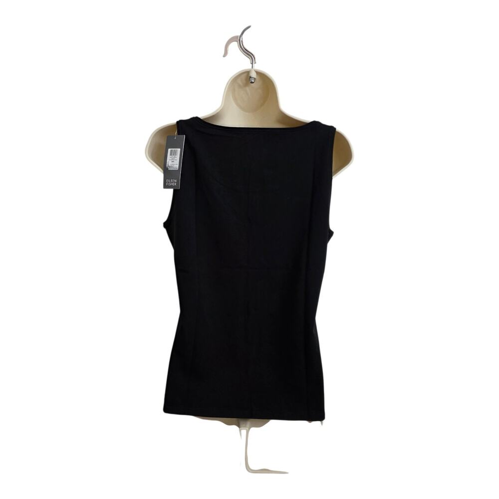 New Eileen Fisher Black Scoop Neck Organic Cotton Tank Top Blouse Size Small - Picture 3 of 7